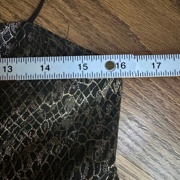 Urban Outfitters Snakeskin Black Gold Small Petite Ruffle Homecoming Dress - Picture 5 of 8